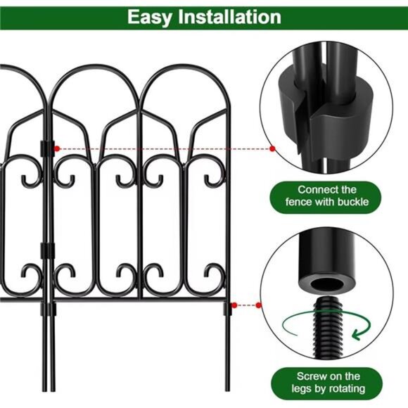 10 Panels 22in(H)×10ft(L) Decorative Garden Fences and Borders for DogsNo Dig - Picture 3 of 7